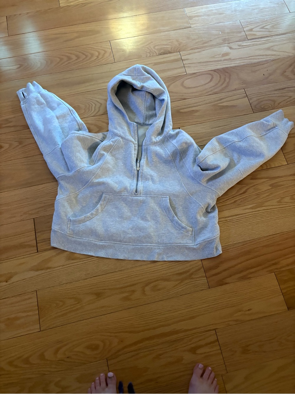 lululemon athletica Light Gray Half-Zip Hoodie Sweatshirt